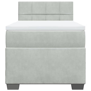 Giroletto a Molle con Materasso Grigio Chiaro 90x200 cm Velluto