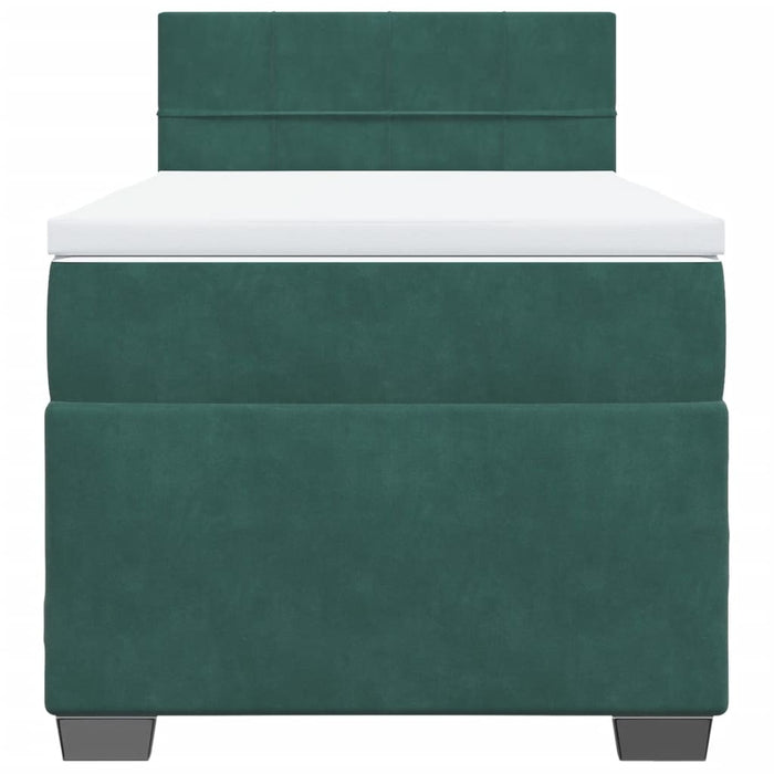 vidaXL Giroletto a Molle con Materasso Verde Scuro 90x200 cm Velluto