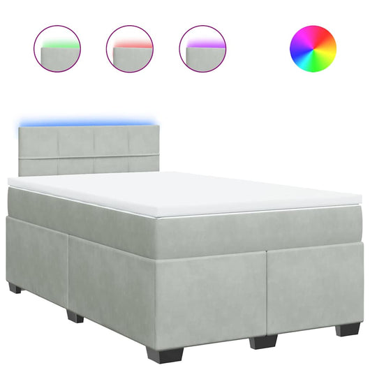 vidaXL Giroletto a Molle con Materasso Grigio Chiaro 120x190cm Velluto