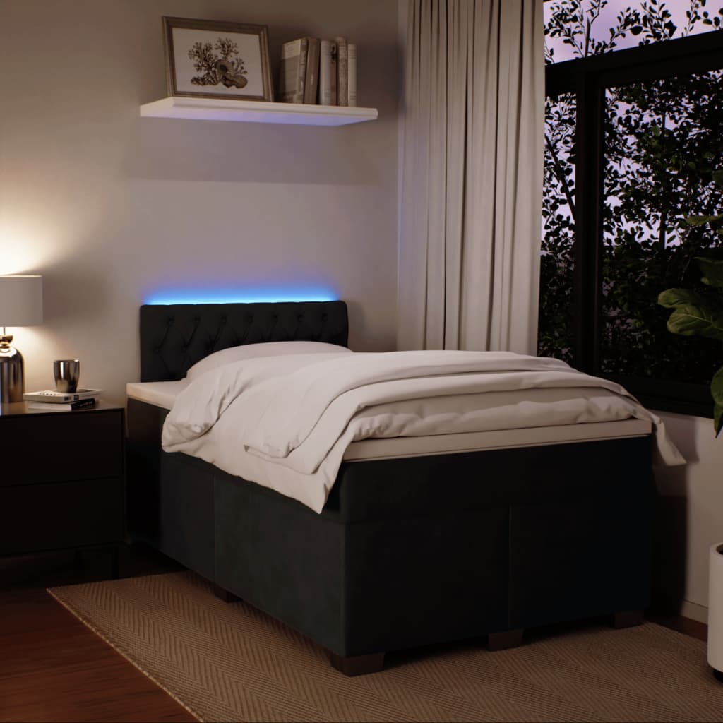 Giroletto a Molle con Materasso Nero 120x190 cm in Velluto 3288566