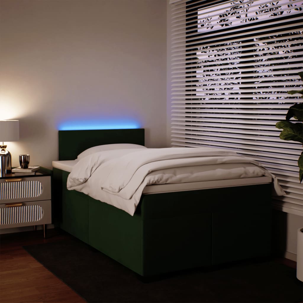 vidaXL Giroletto a Molle con Materasso Verde Scuro 120x200 cm Velluto