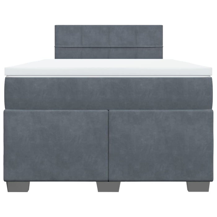 Giroletto a Molle con Materasso Grigio Scuro 120x200 cm Velluto