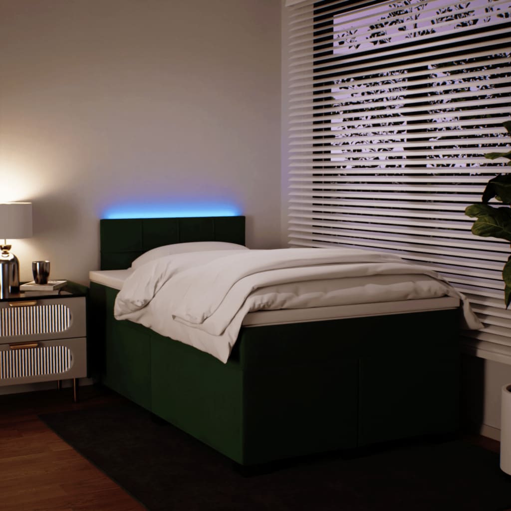 vidaXL Giroletto a Molle con Materasso Verde Scuro 120x200 cm Velluto