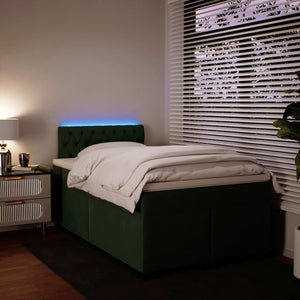 vidaXL Giroletto a Molle con Materasso Verde Scuro 120x200 cm Velluto