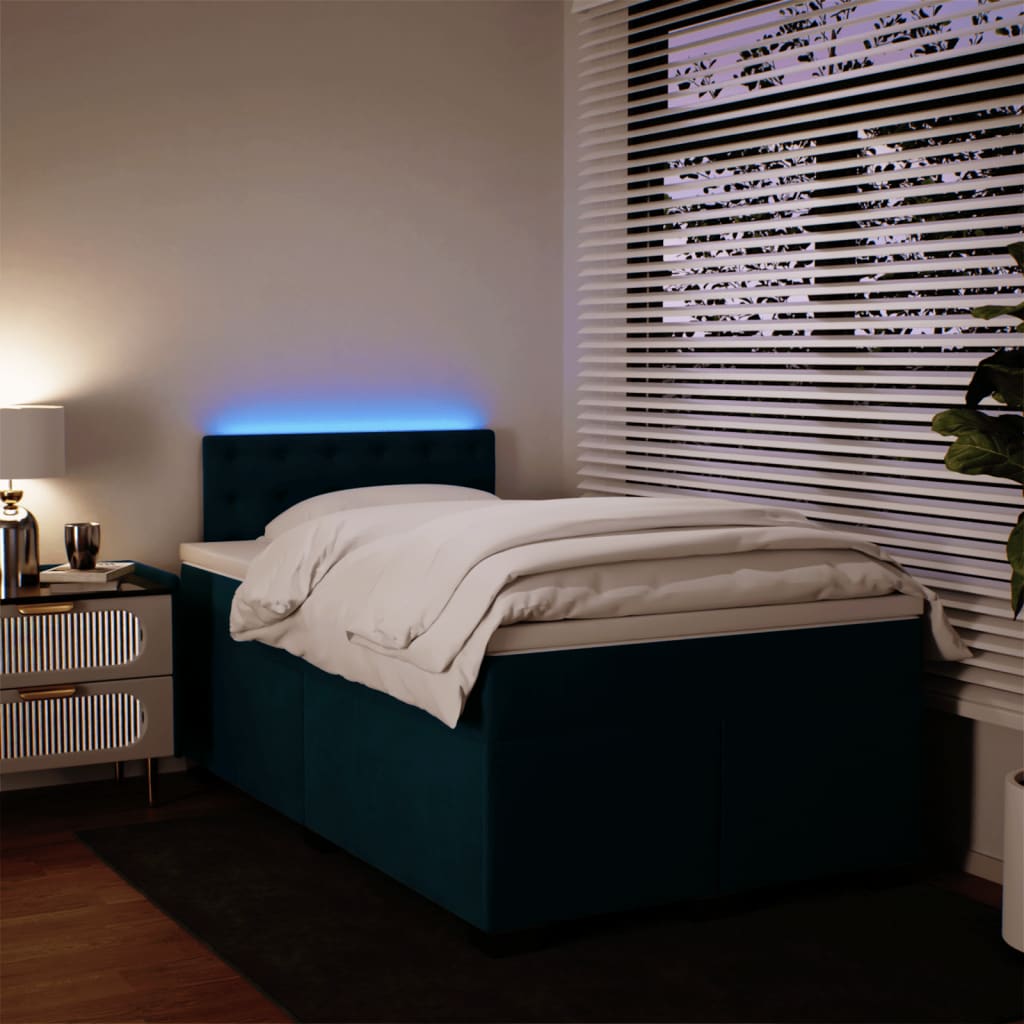 vidaXL Giroletto a Molle con Materasso Blu 120x200 cm in Velluto