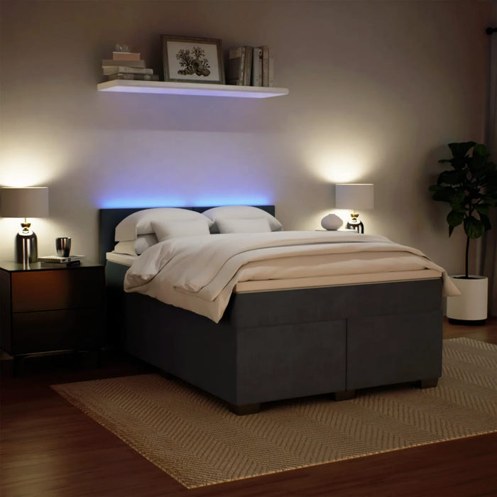 vidaXL Giroletto a Molle con Materasso Grigio Scuro 140x190 cm Velluto