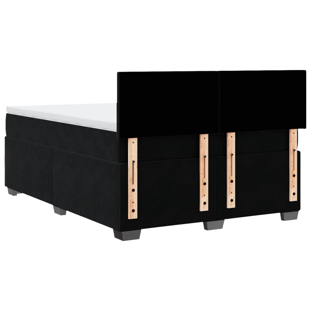 Giroletto a Molle con Materasso Nero 140x200 cm in Velluto