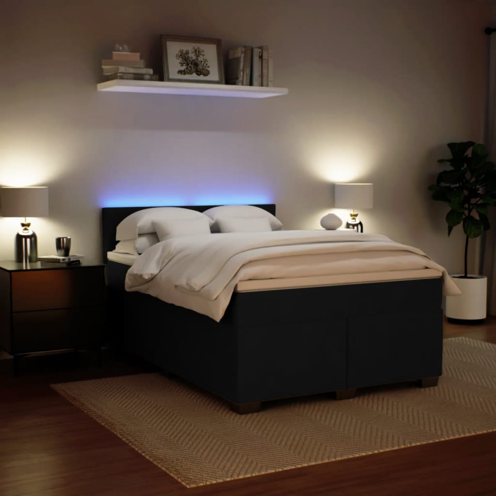 Giroletto a Molle con Materasso Nero 140x200 cm in Velluto