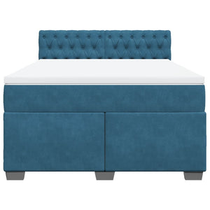 vidaXL Giroletto a Molle con Materasso Blu 140x200 cm in Velluto