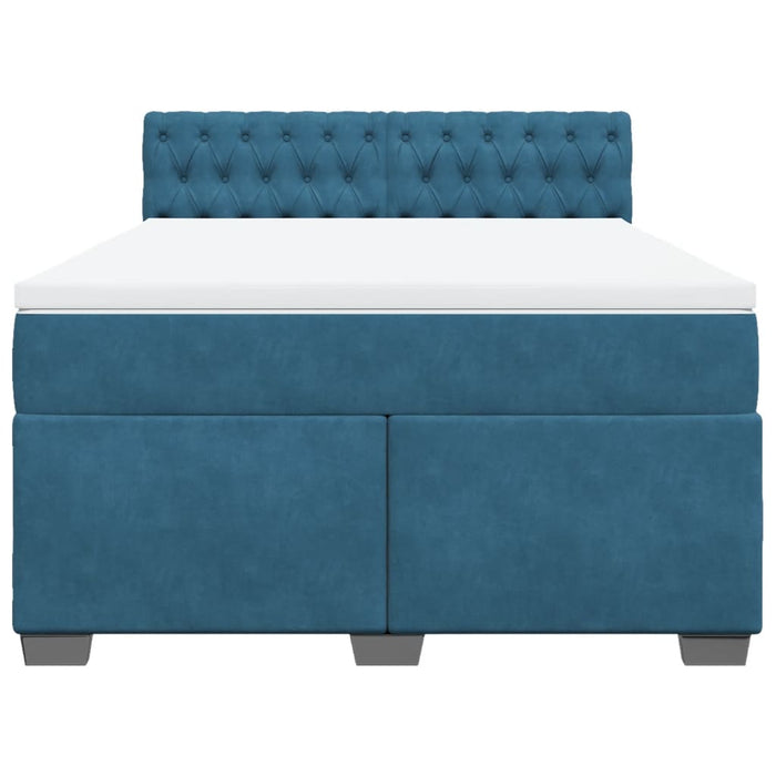 vidaXL Giroletto a Molle con Materasso Blu 140x200 cm in Velluto