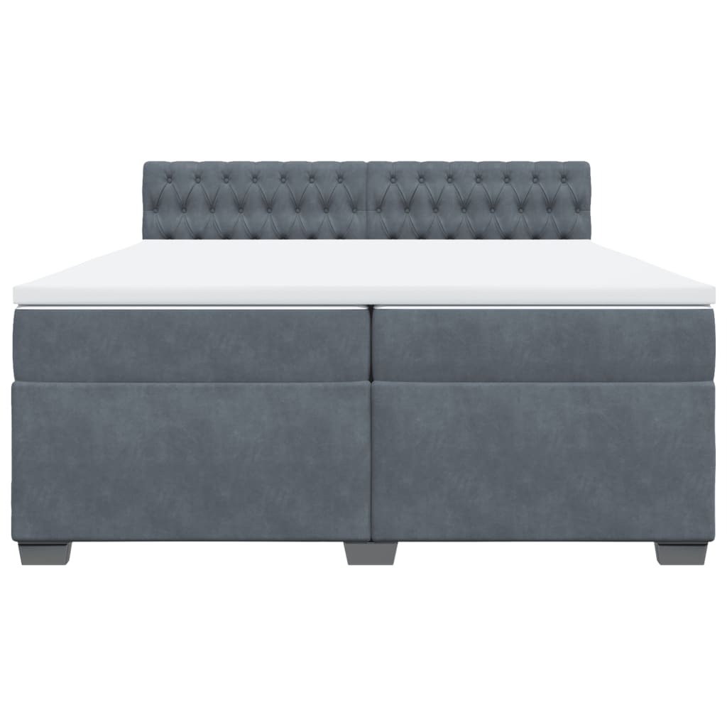 Giroletto a Molle con Materasso Grigio Scuro 200x200 cm Velluto