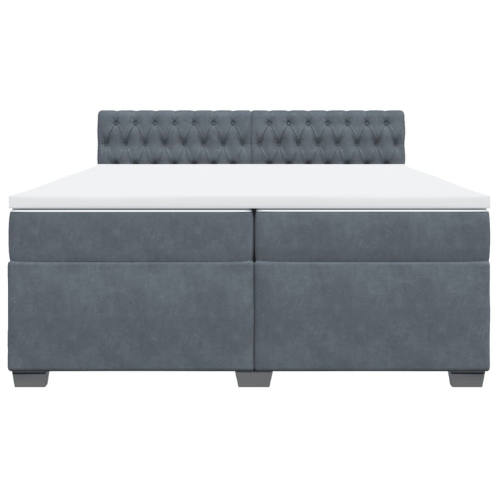 Giroletto a Molle con Materasso Grigio Scuro 200x200 cm Velluto