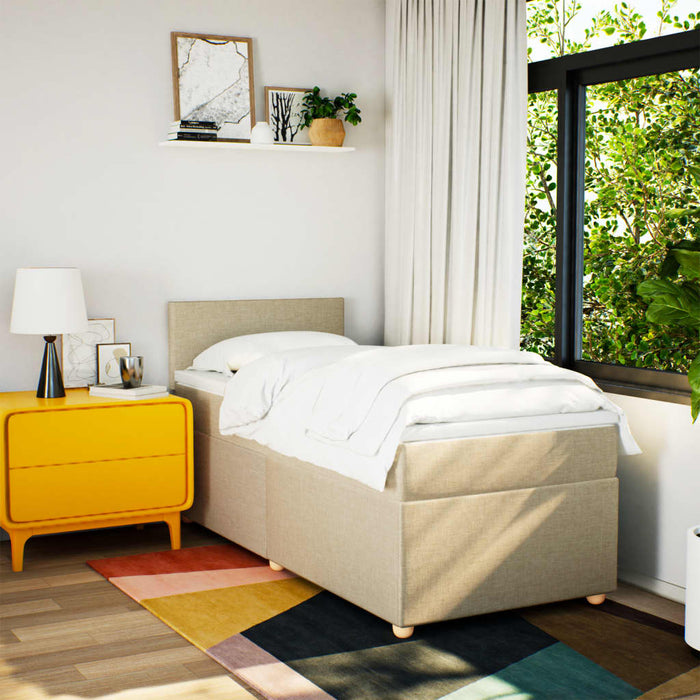 Giroletto a Molle con Materasso Crema 80x200 cm inTessuto 3288805