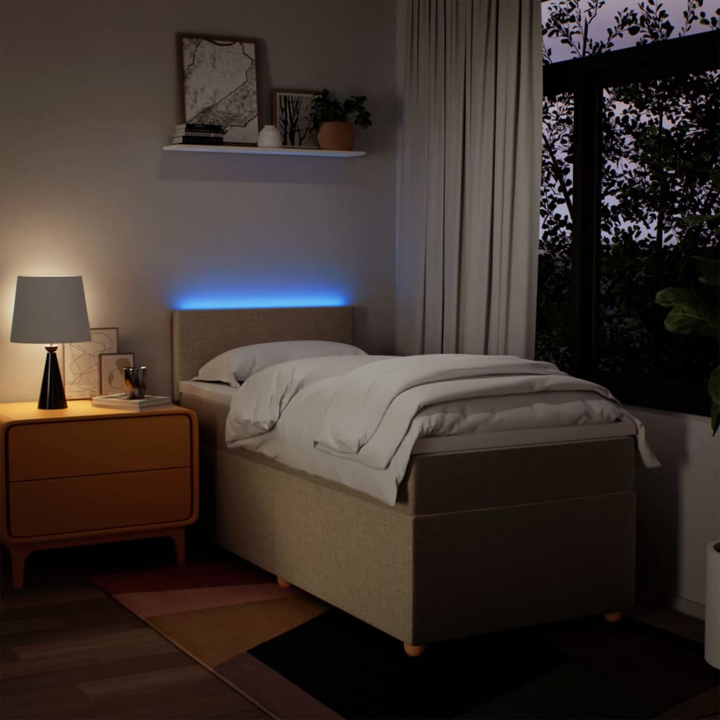 Giroletto a Molle con Materasso Crema 90x190 cm in Tessuto 3288833