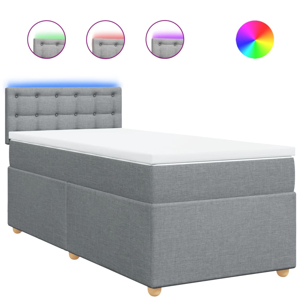 vidaXL Giroletto a Molle con Materasso Grigio Chiaro 90x190 cm Tessuto