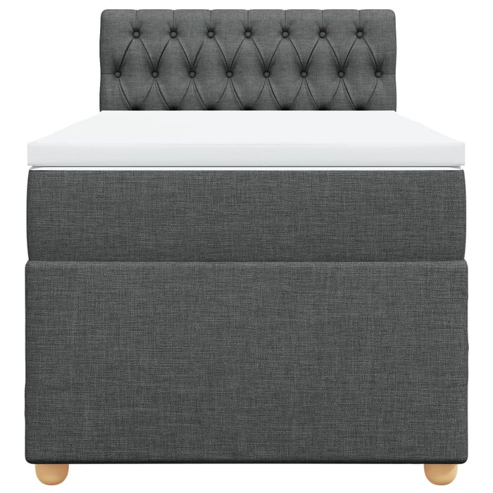 Giroletto a Molle con Materasso Grigio Scuro 90x200 cm Tessuto