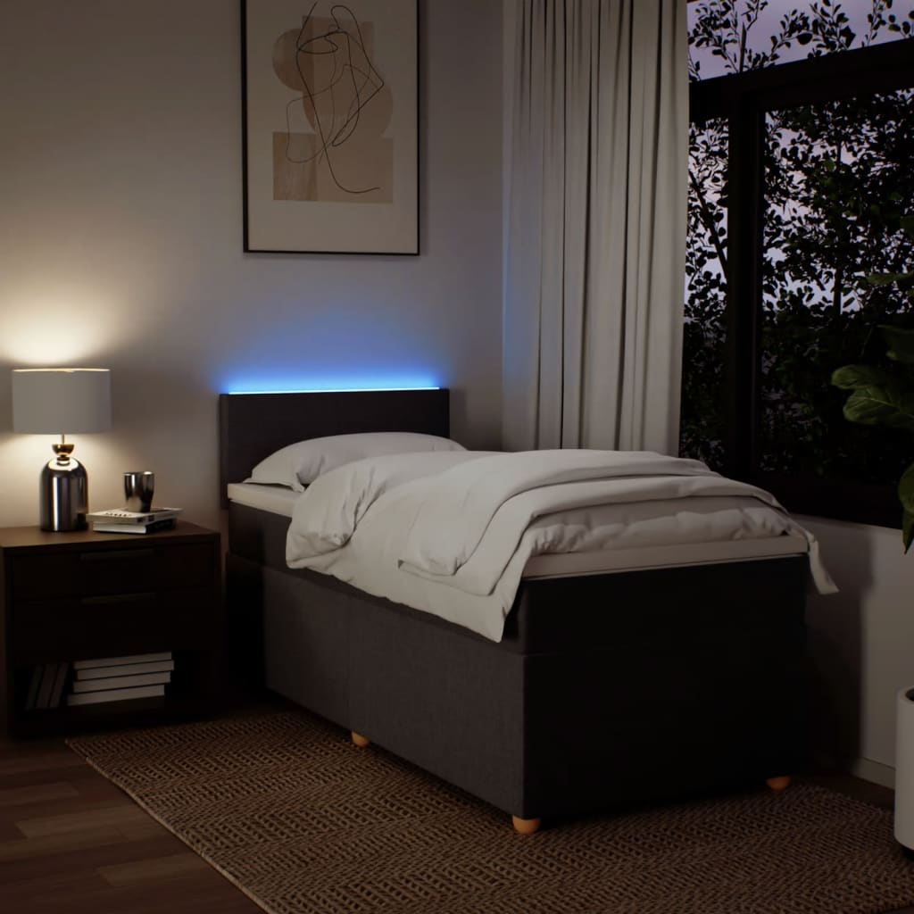 Giroletto a Molle con Materasso Marrone Scuro 100x200cm Tessuto