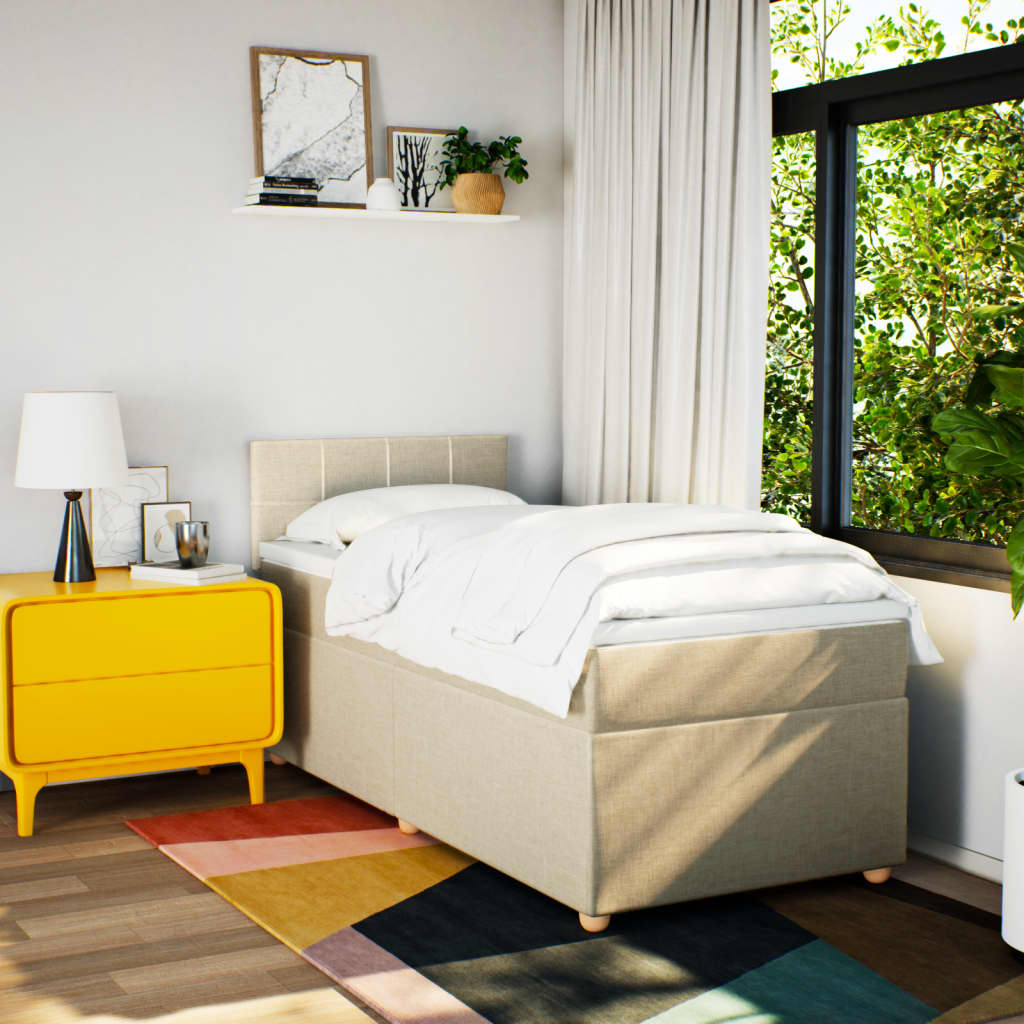 Giroletto a Molle con Materasso Crema 100x200 cm in Tessuto 3288896