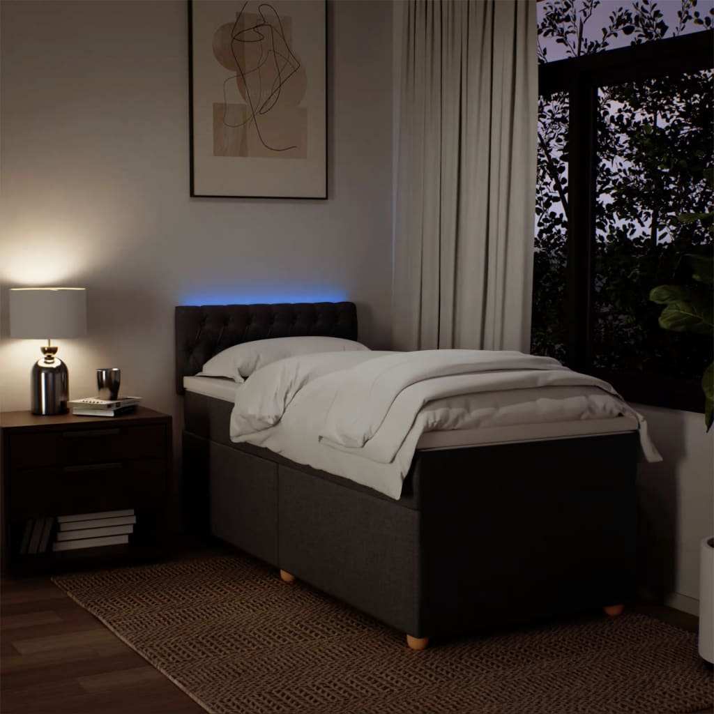 Giroletto a Molle con Materasso Marrone Scuro 100x200cm Tessuto