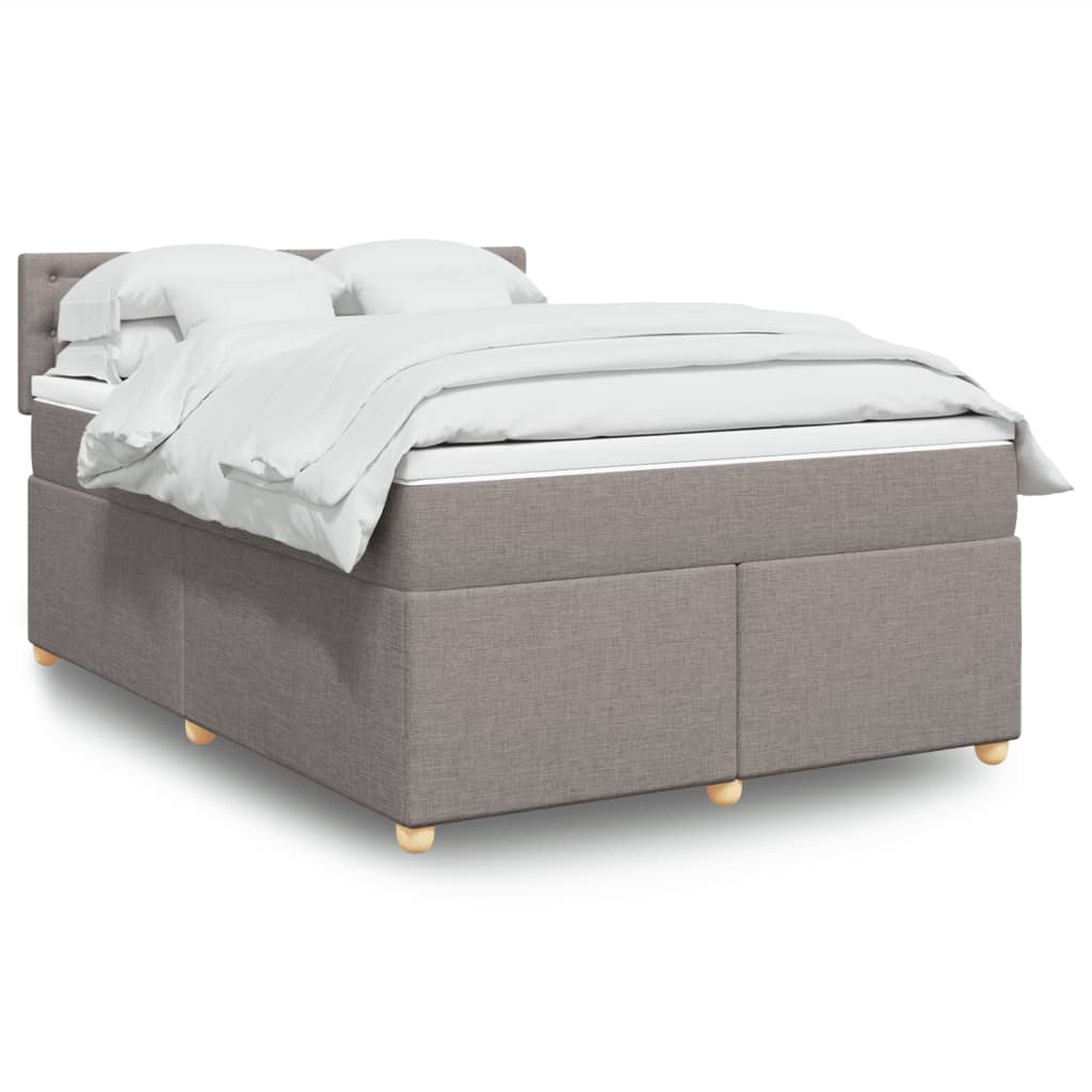 vidaXL Giroletto a Molle con Materasso Tortora 140x190 cm in Tessuto