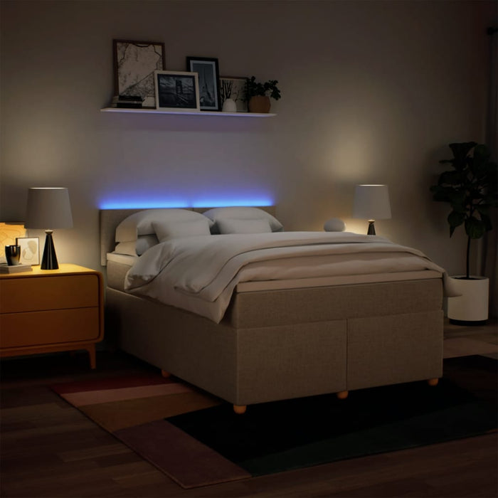 Giroletto a Molle con Materasso Crema 140x200 cm in Tessuto 3289001