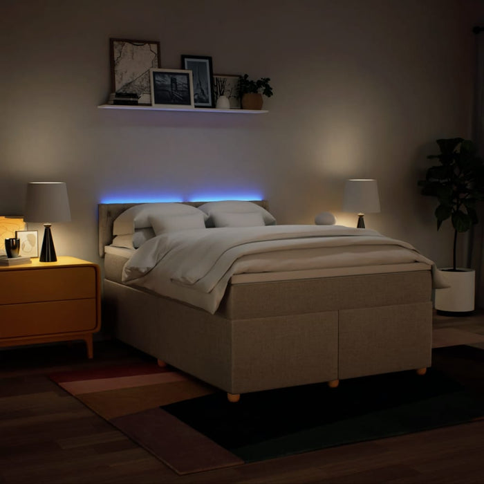 Giroletto a Molle con Materasso Crema 140x200 cm in Tessuto