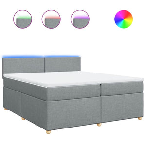 Giroletto a Molle con Materasso Grigio Chiaro 200x200cm Tessuto