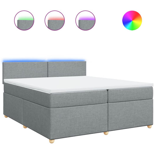 Giroletto a Molle con Materasso Grigio Chiaro 200x200cm Tessuto