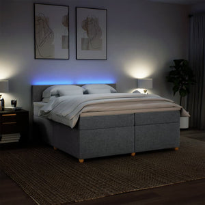 Giroletto a Molle con Materasso Grigio Chiaro 200x200cm Tessuto