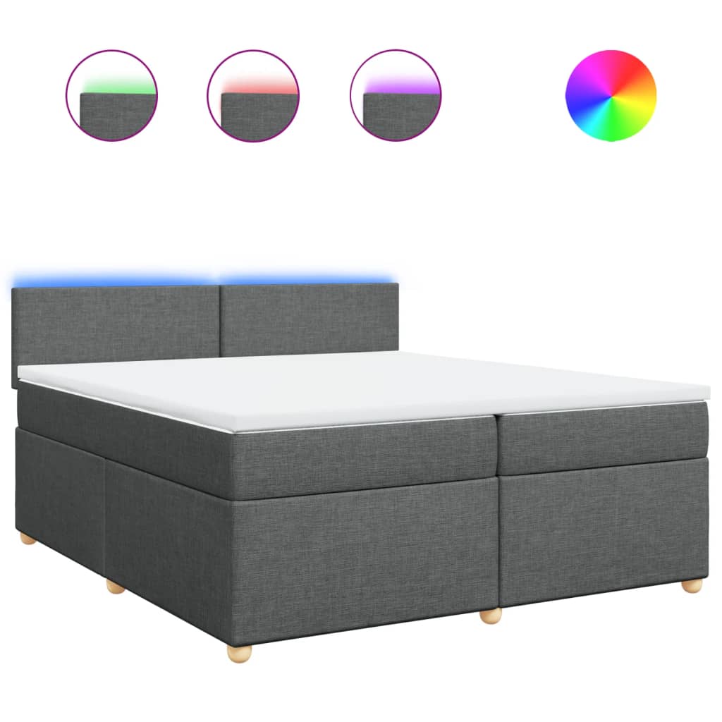 Giroletto a Molle con Materasso Grigio Scuro 200x200 cm Tessuto 3289081