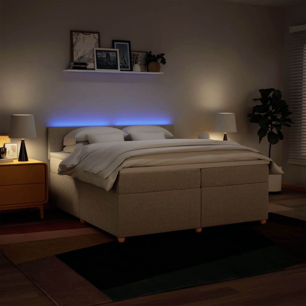 Giroletto a Molle con Materasso Crema 200x200 cm in Tessuto 3289085