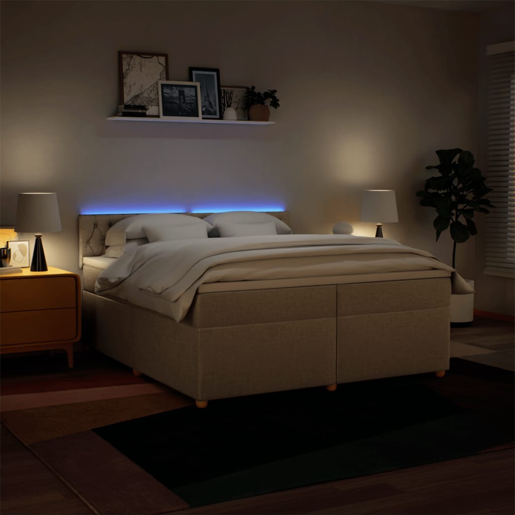 Giroletto a Molle con Materasso Crema 200x200 cm in Tessuto 3289099