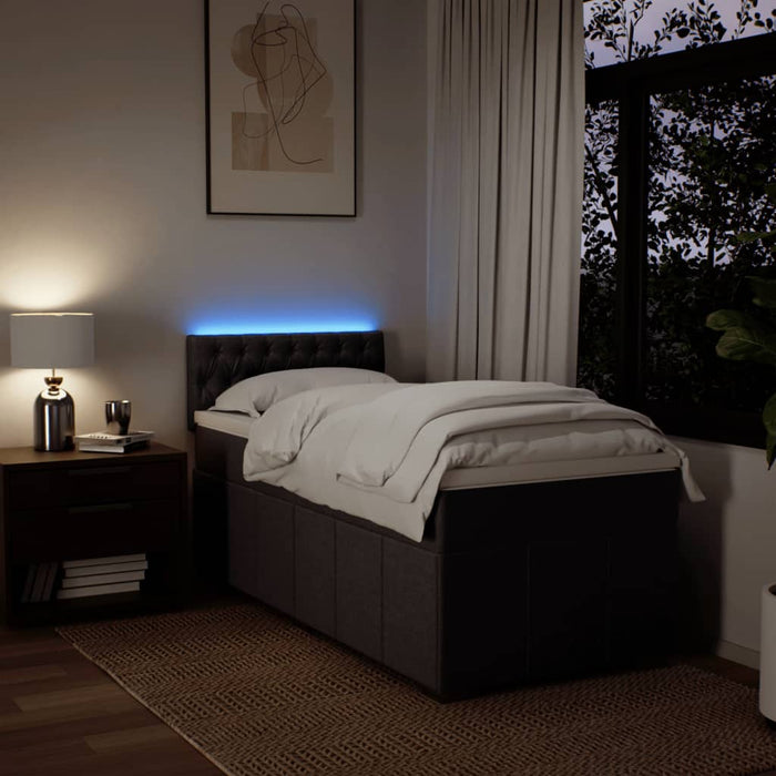 vidaXL Giroletto a Molle con Materasso Marrone Scuro 80x200 cm Tessuto