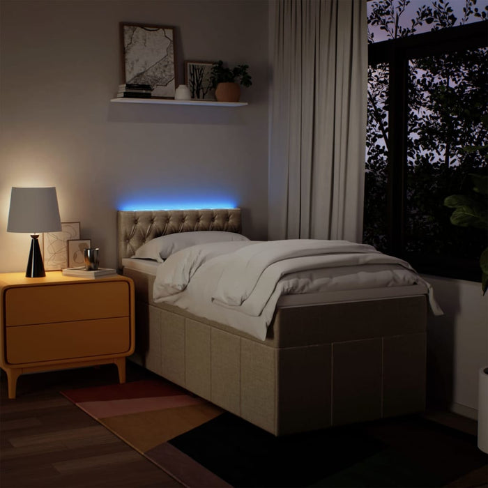 vidaXL Giroletto a Molle con Materasso Crema 80x200 cm inTessuto