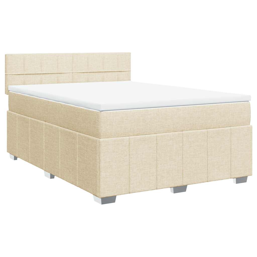 vidaXL Giroletto a Molle con Materasso Crema 140x19 cm in Tessuto