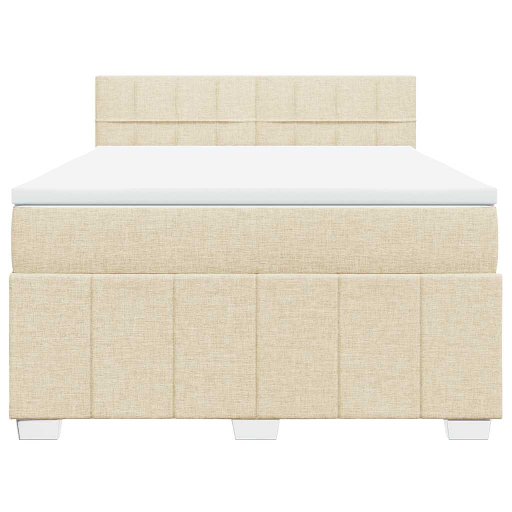 vidaXL Giroletto a Molle con Materasso Crema 140x19 cm in Tessuto