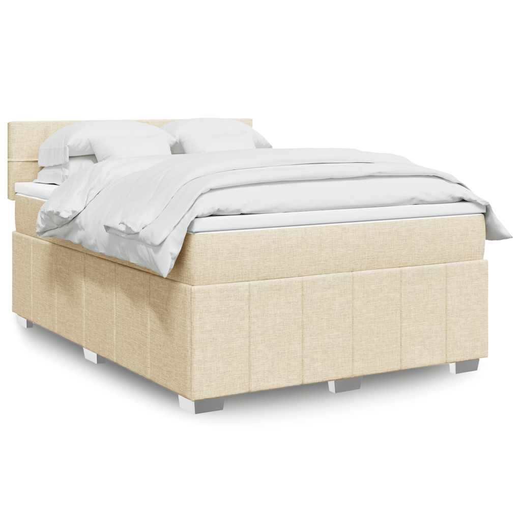 vidaXL Giroletto a Molle con Materasso Crema 140x19 cm in Tessuto