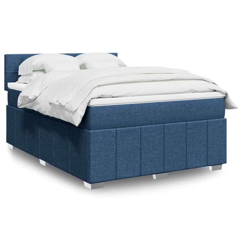 vidaXL Giroletto a Molle con Materasso Blu 140x200 cm in Tessuto