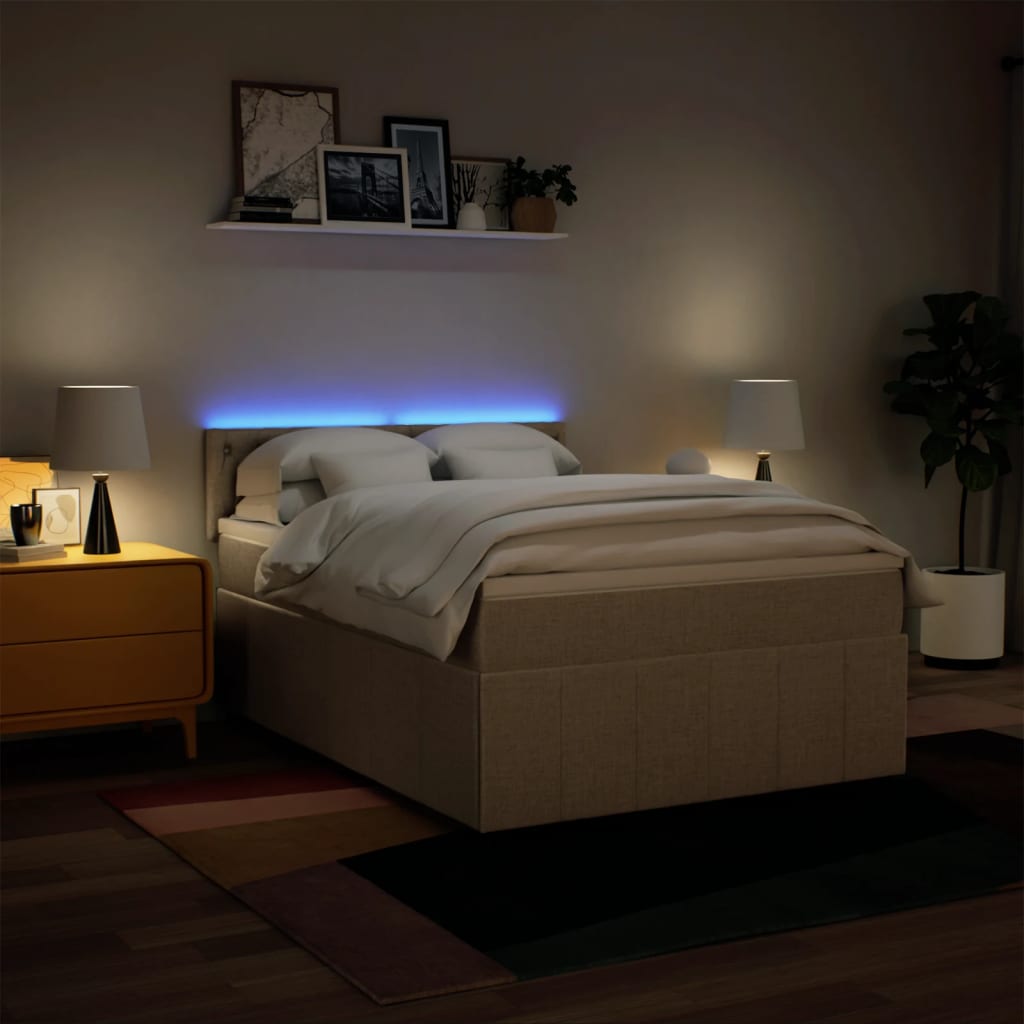 Giroletto a Molle con Materasso Crema 140x200 cm in Tessuto 3289403