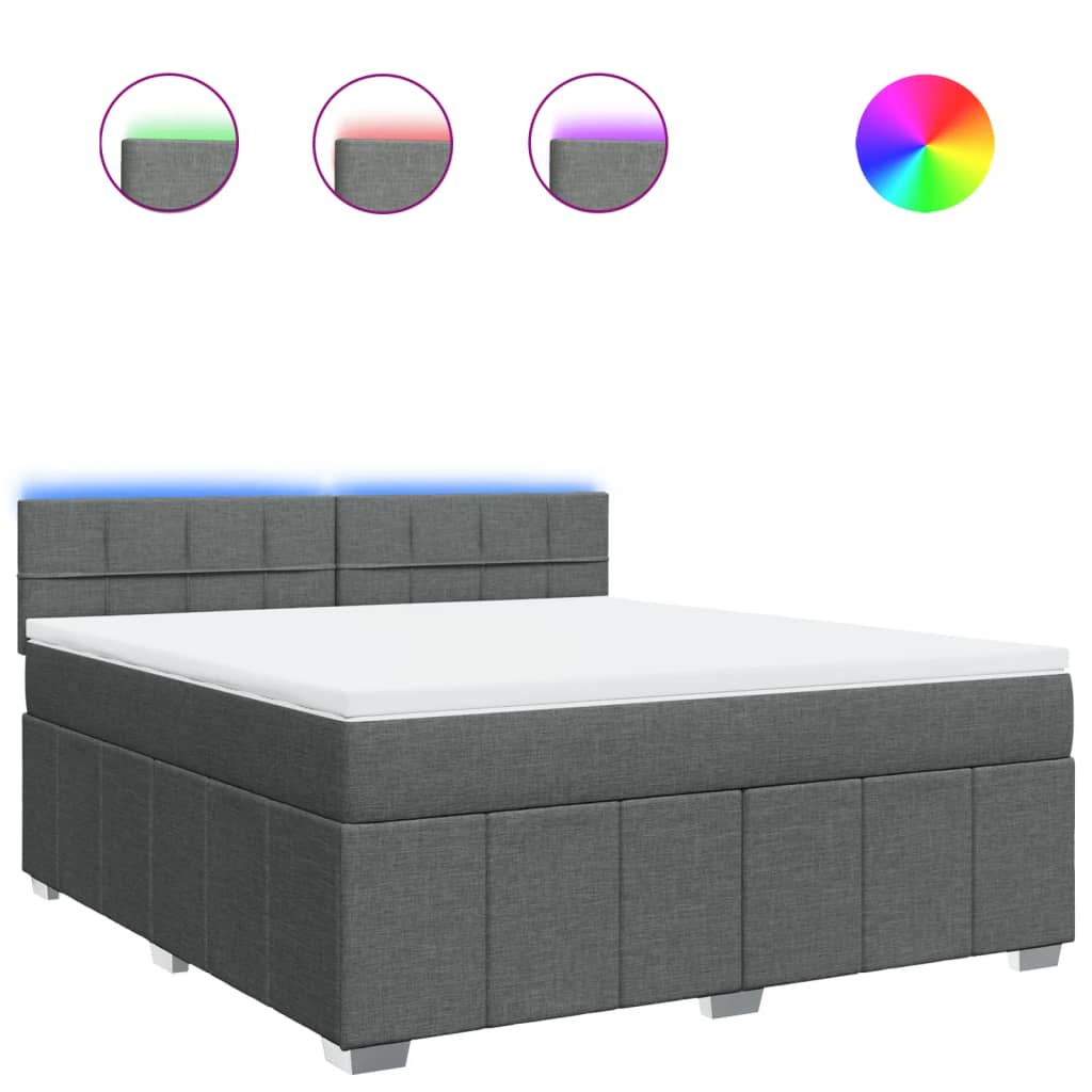 Giroletto a Molle con Materasso Grigio Scuro 180x200 cm Tessuto 3289448