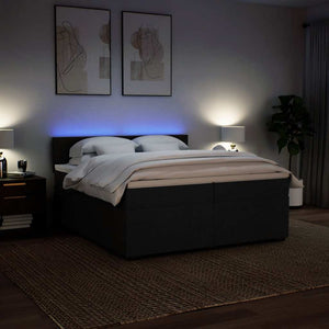 Giroletto a Molle con Materasso Nero 200x200 cm in Tessuto