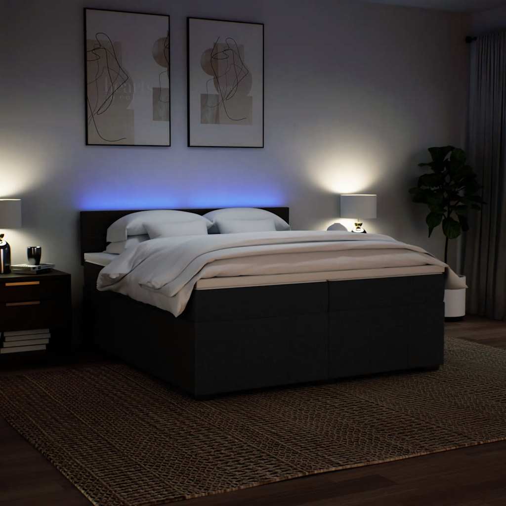 Giroletto a Molle con Materasso Nero 200x200 cm in Tessuto 3289477