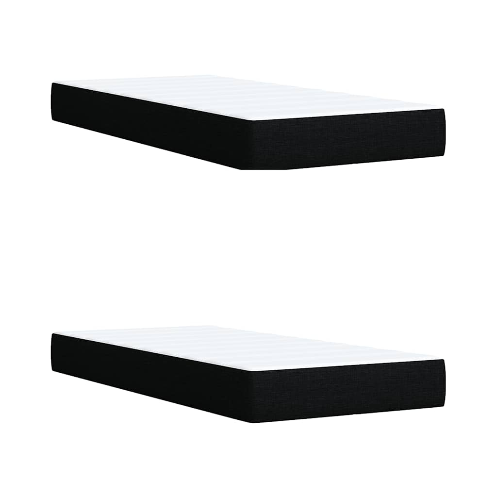 Giroletto a Molle con Materasso Nero 200x200 cm in Tessuto