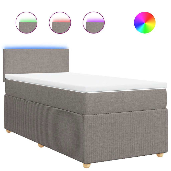 vidaXL Giroletto a Molle con Materasso Tortora 80x200 cm inTessuto