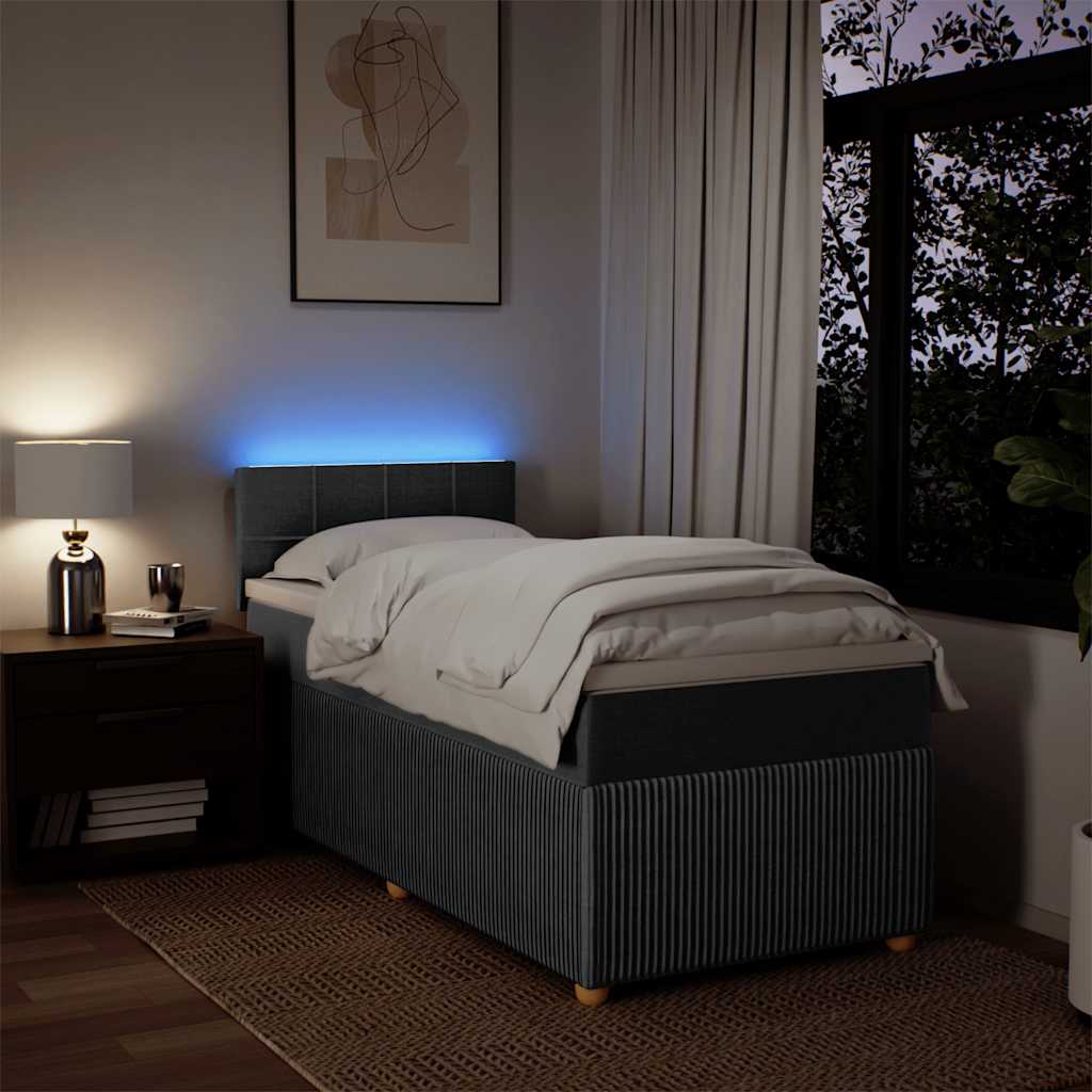 vidaXL Giroletto a Molle con Materasso Grigio Scuro 90x190 cm Tessuto