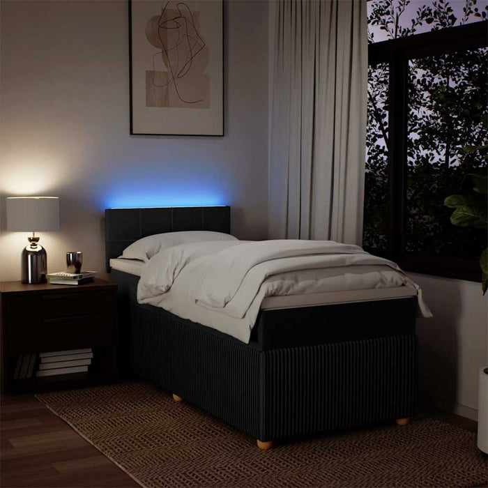 vidaXL Giroletto a Molle con Materasso Nero 90x190 cm in Tessuto