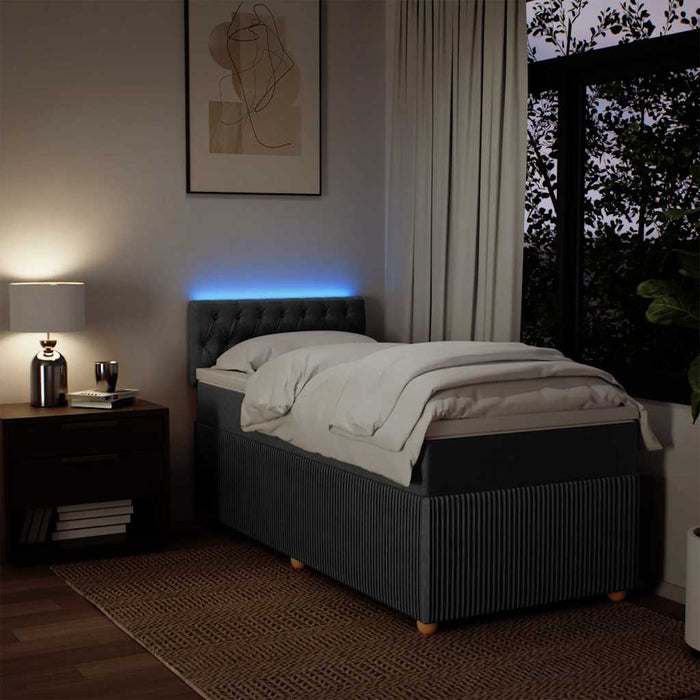 vidaXL Giroletto a Molle con Materasso Grigio Scuro 90x190 cm Tessuto