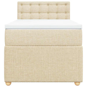 vidaXL Giroletto a Molle con Materasso Crema 90x190 cm in Tessuto