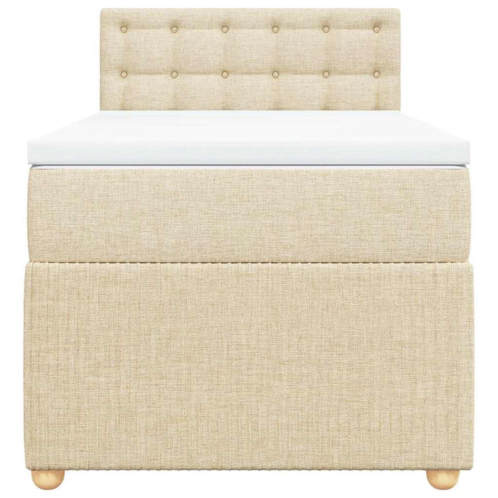 vidaXL Giroletto a Molle con Materasso Crema 90x190 cm in Tessuto