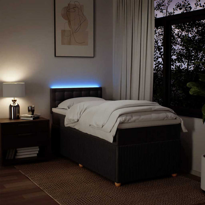 Giroletto a Molle con Materasso Marrone Scuro 90x200 cm Tessuto